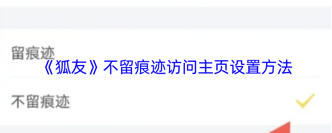 《狐友》隐秘访问主页的设置技巧